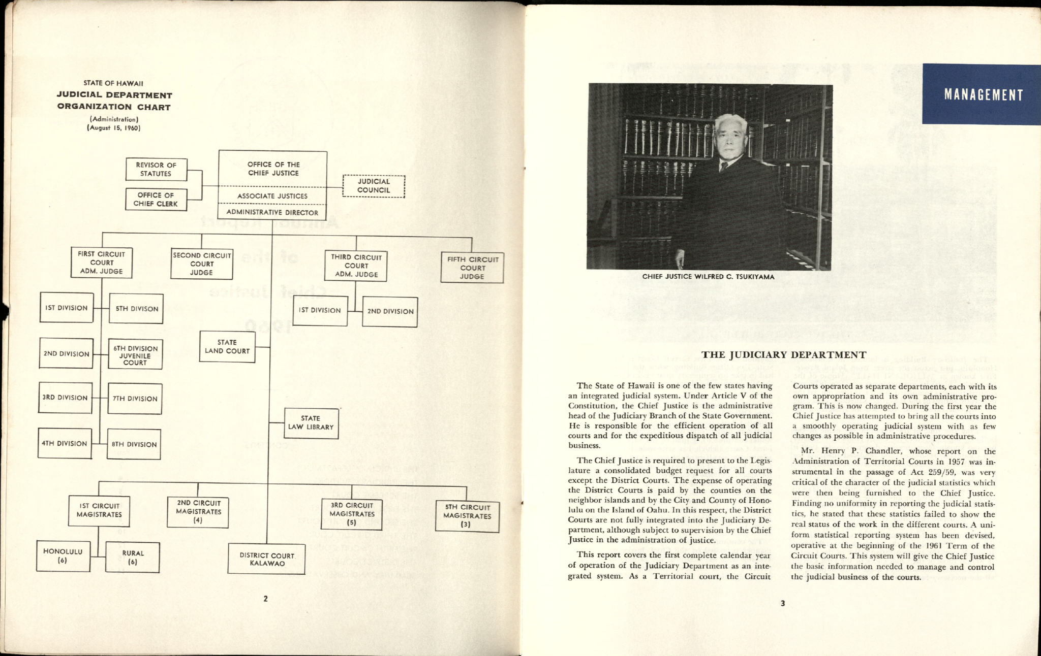 Organizational chart of the judicial department